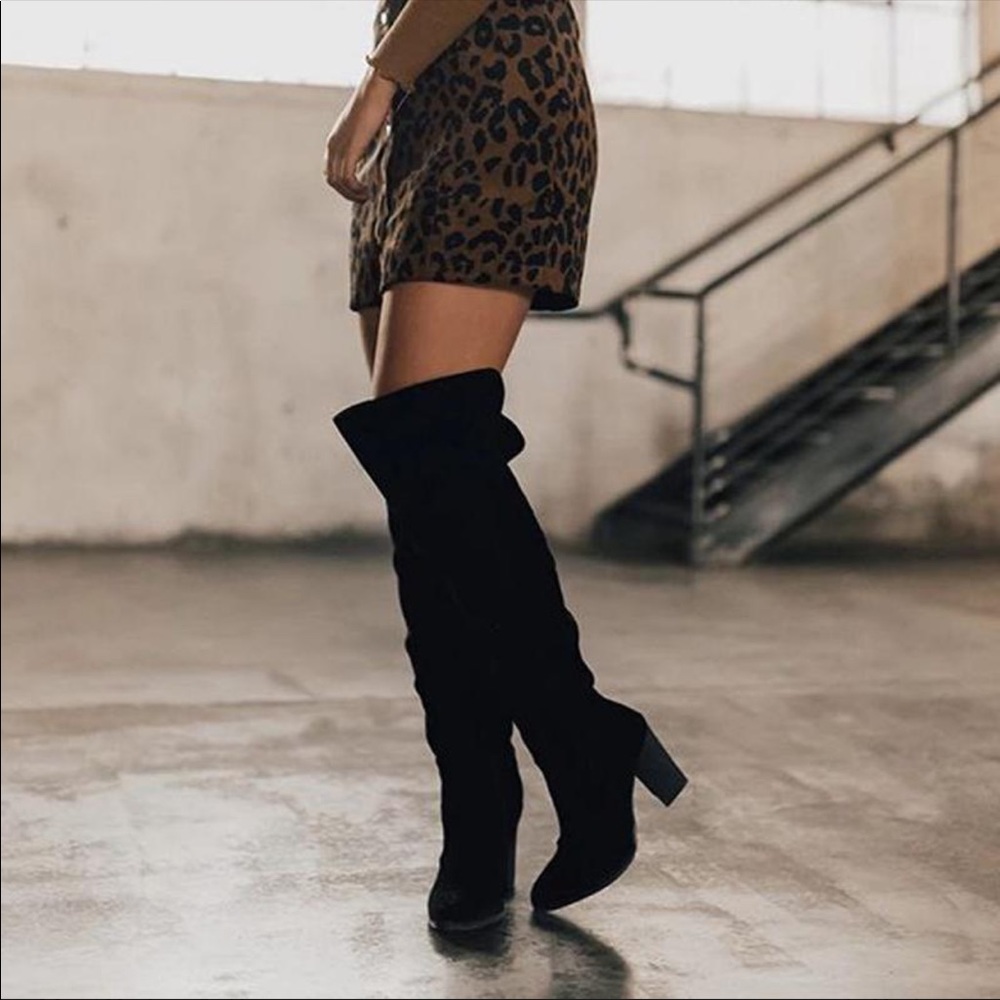 Faux Suede Boots (Black)